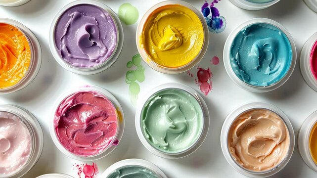 Vibrant Colorful Creams in Jars: A Palette of Beauty