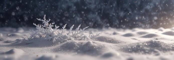 Snowflakes gently falling on a blanket of fresh powder, gentle fall, snowflakes