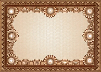 certificate of completion template vintage frame with floral pattern