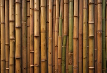Fototapeta premium Woven bamboo texture on wooden fence background, fence, textured