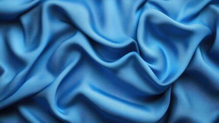 Obraz premium Elegant Drapery of Classic Blue Textile on a Horizontal Canvas: 3D Rendered Fabric in Motion