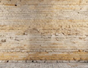 Cream-colored brick wall with yellow undertones and subtle cracks , hue, worn-down
