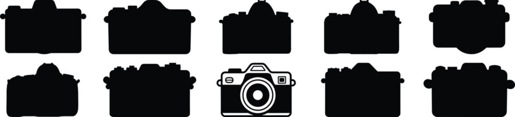 Camera silhouette set vector design big pack of photo illustration and icon