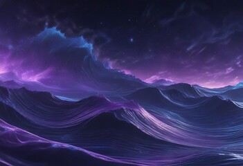 A mesmerizing abstract wave pattern in shades of blue and purple reminiscent of the night sky, turbulence, dynamic, waves