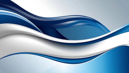 Abstract Digital Artwork Featuring Flowing Curves and Waves in Blue, White, and Gray, Creating Movement, Depth, and Elegance with a Polished, Glossy Finish.