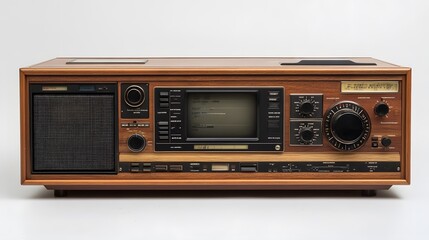 Fototapeta premium Old Antique Radio, Abstract Image, Texture, Pattern Background, Wallpaper, Cover and Screen for Smartphone, PC, Laptop, 9:16 and 16:9 Format