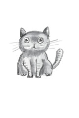 Obraz premium Funny gray cats childish drawing style, isolated 