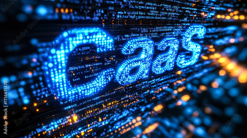 Poster digital matrix binary code displaying caas for containers as a service technology concept