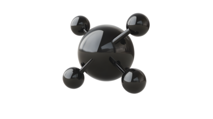 white black atom 3d render icon isolated on transparent background on transparent background png