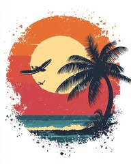 California Retro Sticker Set: Grunge Collection Celebrating the West Coast Beach and Surf Culture