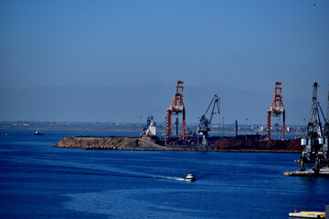 Cranes at Thessaloniki, Greece port.