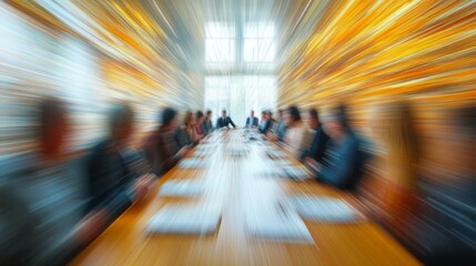 Blurred Image of People Sitting Around a Table