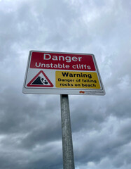 Warning Sign Danger Unstable Cliffs