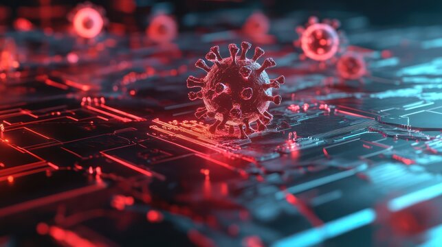 An AI-driven antivirus system identifying and eliminating a Trojan virus in real-time, with a visual the virus being quarantined and deleted.  - Powered by Adobe