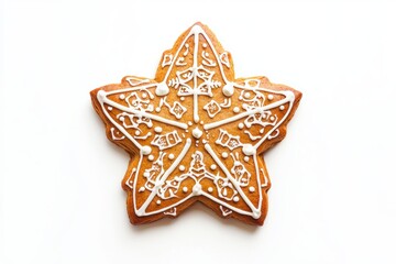 Fototapeta premium A beautifully Decorative StarShaped Christmas Cookie that is adorned with delightful Icing