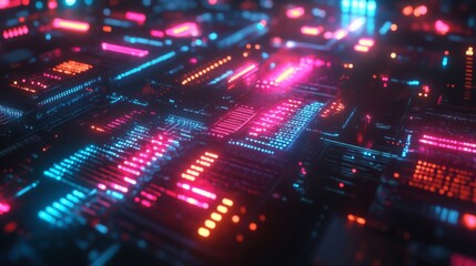 Obraz premium Abstract Futuristic Technology Interface with Neon Lights