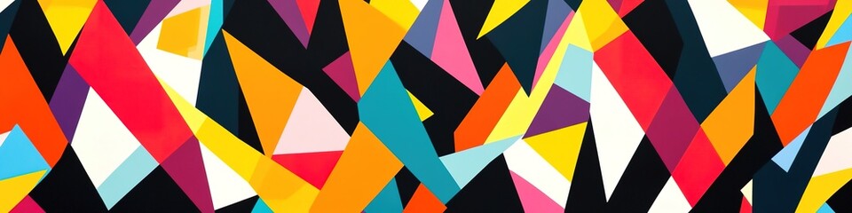 Obraz premium Colorful geometric shapes pattern, vibrant abstract design.