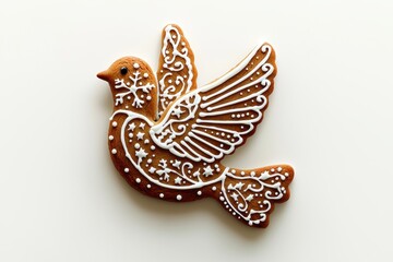 Fototapeta premium This Gingerbread Bird Cookie features exquisite icing, making it a perfect festive treat