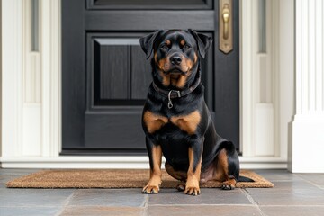 Rottweiler on Guard: A Rottweiler with a confident stance