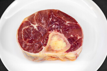 special cut of beef known as osso buco.  meet