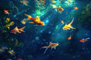 Luminous fish in the sea 