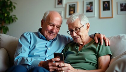 Elderly People Using Smartphone: Technology and Connectivity in Old Age - High Quality Image for Digital Inclusion, Communication, and Modern Life