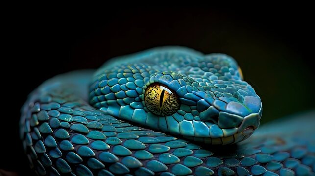 close up of a green snake