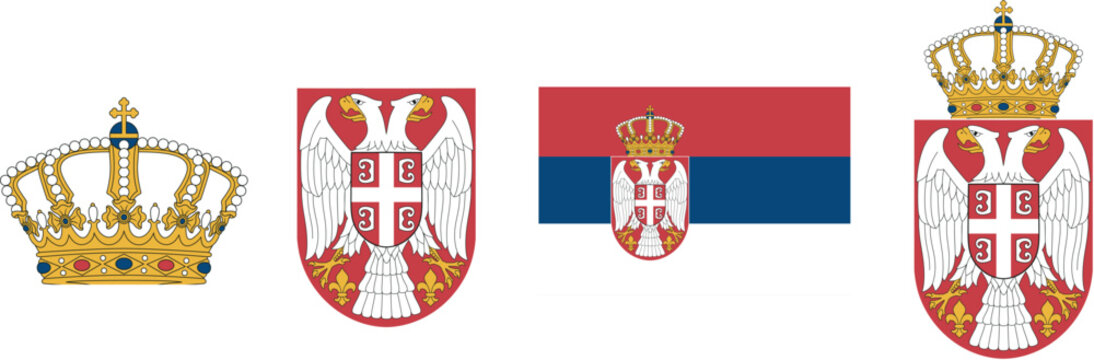 Serbia flag set. Isolated Serbia flag on white background