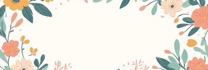 Obraz premium This hand-drawn doodle features spring flower wreaths decorated with colorful ribbons, perfect for adding personalized text or messages. Generative AI