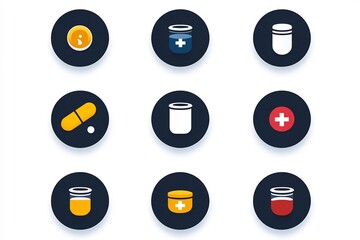 Addiction psychiatry minimalist psychiatric icon set where alcohol drug recovery programs are visualized with simple clean icons under Psychiatry