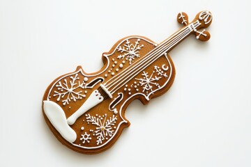 Obraz premium Delicious Gingerbread Violin Cookie Perfectly Crafted for Exciting Holiday Festivities