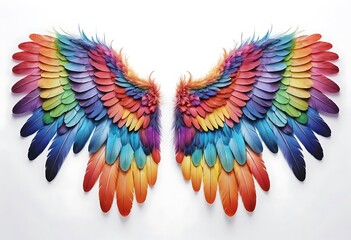 Obraz premium Beautiful magic rainbow colorful glittery shining wings, hand drawn