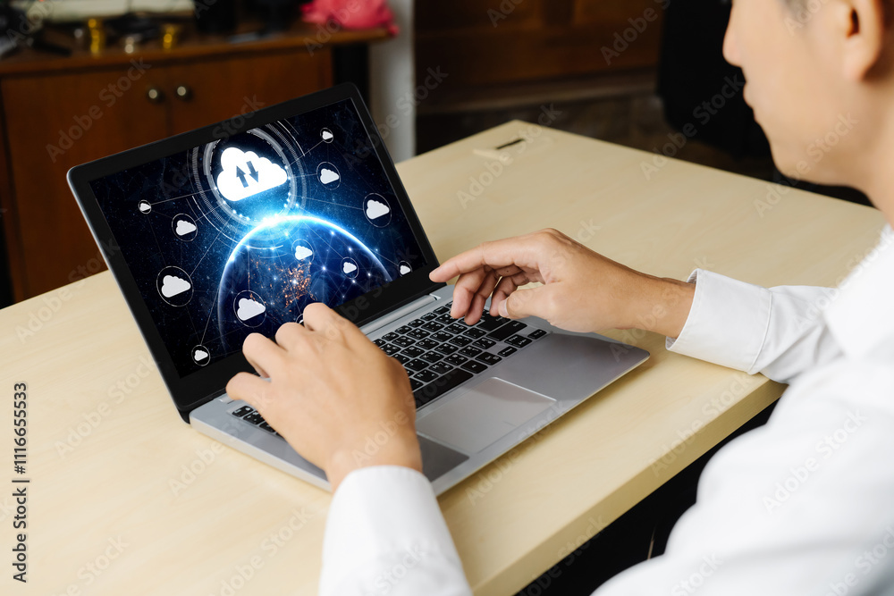 Poster cloud computing software for modish remote work and personal data storage