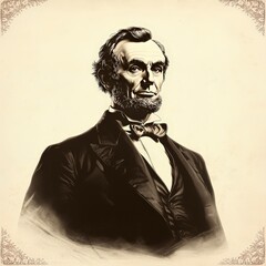 Obraz premium Lincoln president portrait historical figure united states artwork classic style close-up