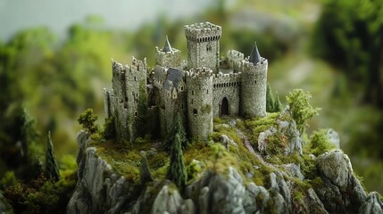Enchanted Miniature Castle on a Mountain