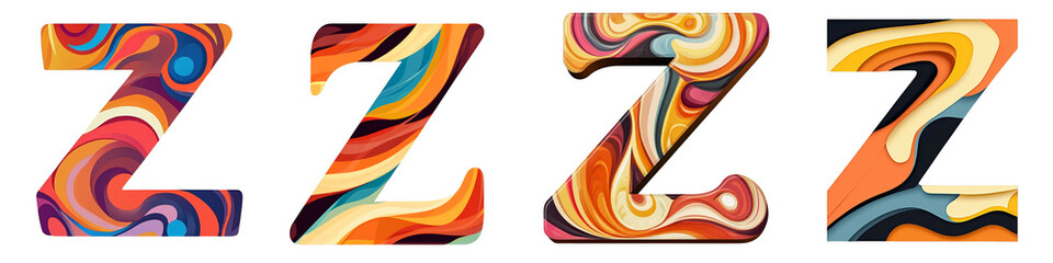 Obraz premium Alphabet Z, made with bright wavy colorful pattern, Logo design, letter, isolated on a transparent background
