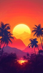 Obraz premium mountain valley the sun with lush green tree surrounded hill and peak natural scenery ai generated