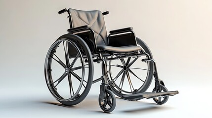Fototapeta premium Modern black wheelchair on plain background.