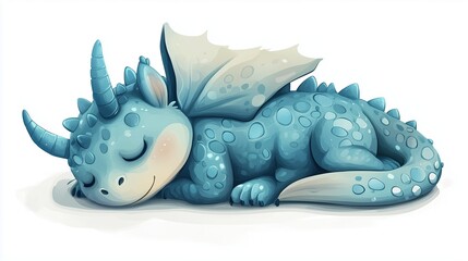 Fototapeta premium Cute sleeping dragon 2D Logo on a white background