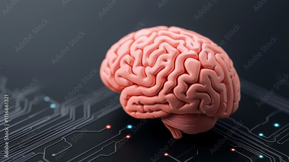 Poster an artificial brain illuminated by neural patterns symbolizing intelligence and the mind.