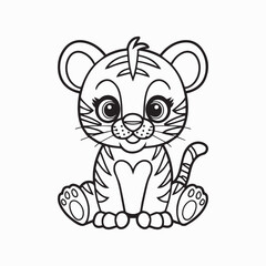 Cute baby tiger vector art illustration