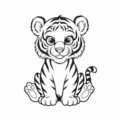 Cute baby tiger vector art illustration