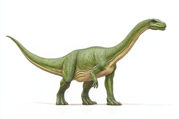 Fototapeta premium A realistic illustration of a green dinosaur with a long neck and tail