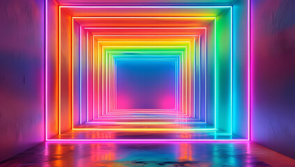 Fototapeta premium abstract colorful background abstract neon interior colorful background with glowing lines 