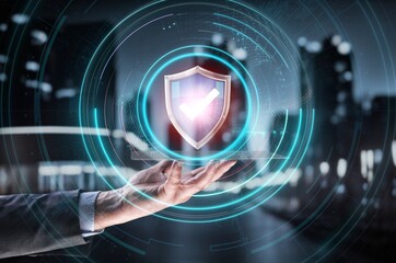 Cyber security network for data protection,  financial business concept.