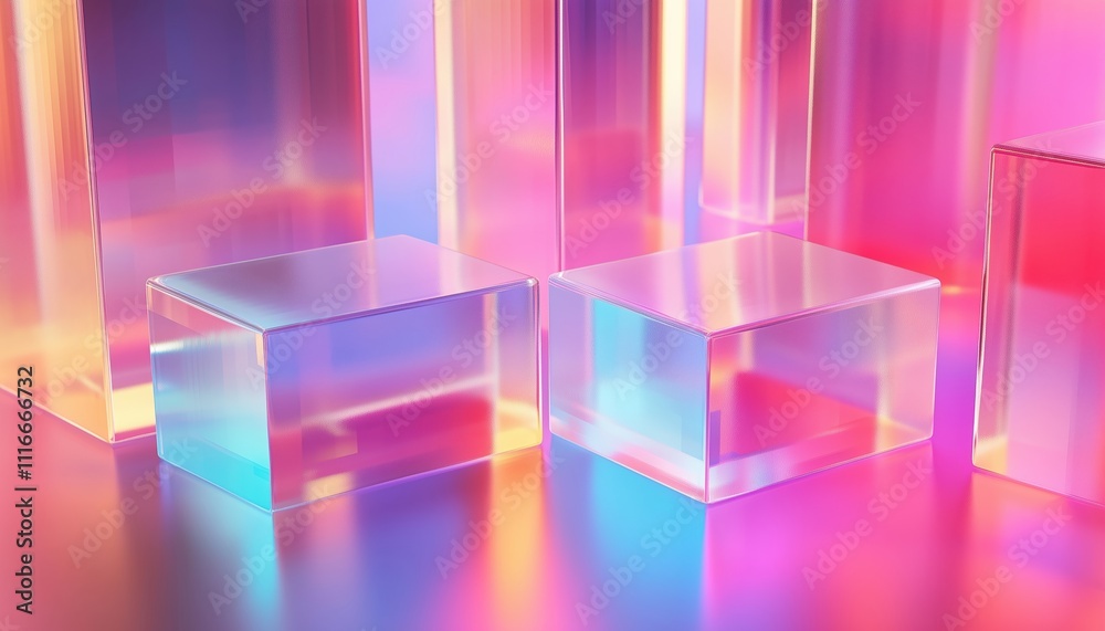 Poster computer generated 3d rendering of transparent glass with gradient effect. digital illustration show