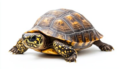 Fototapeta premium A Hawksbill turtle isolated on a white background.