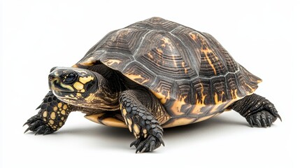 Fototapeta premium A Hawksbill turtle isolated on a white background.