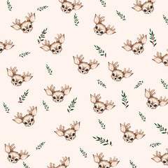 Background, pastel color with brown deer pattern