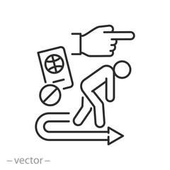 deported man, deportation icon, population displacement forced, expulsion of a person from a country, thin line symbol - editable stroke vector illustration